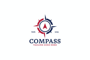 Modern Nautical Compass Logo with Abstract Design Elements for Business and Travel