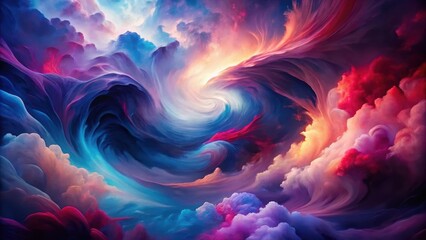 Obraz premium Whimsical Dreamscape A Vortex of Hues and Clouds in a Vibrant, Surreal Composition