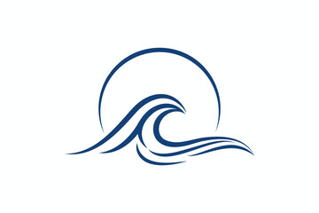 Minimalist Wave and Sun Logo Design for Beach and Surf Brands