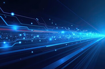 Obraz premium An abstract background featuring a digital network with glowing lines and connections, representing technology, data flow, and connectivity. Ideal for technology-related projects, presentations, and d