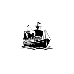 Majestic Vintage Yacht Sailing on Calm Ocean Waters: A Classic Vessel Design