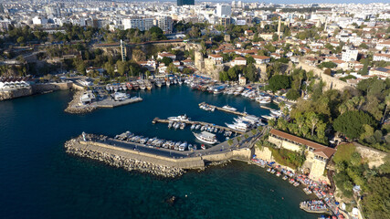 Naklejka premium antalya kaleici marina, boats, mediterranean sea