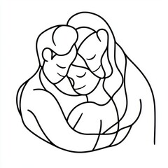 Fototapeta premium Minimalist line art of a couple embracing.