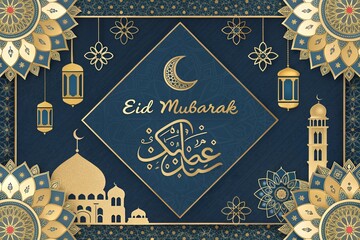 Luxury Islamic Eid Mubarak  Banner. Islamic holiday background

