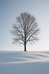 Fototapeta premium arafed tree in a snowy field with a sky background