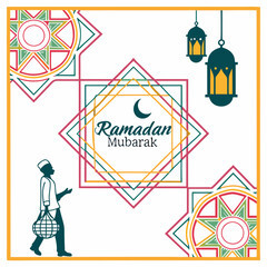 Modern geometric patterns with Ramadan Mubarak
