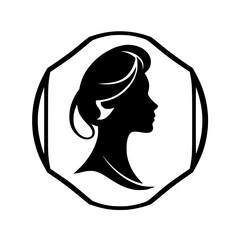 Elegant Woman Silhouette Profile: Classic Black and White Portrait Design
