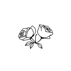 Elegant Line Art Drawing of Two Roses: Black and White Minimalist Floral Illustration
