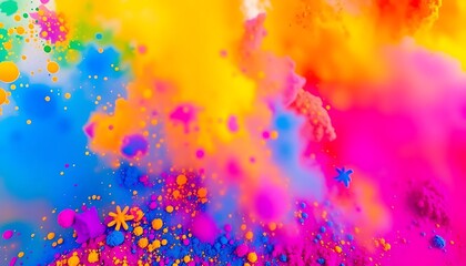 Fototapeta premium A Vibrant And Colorful Happy Holi Background An Explosion Rainbow Powder Colors