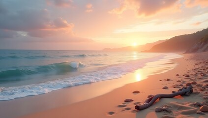 Obraz premium Idyllic Evening on a Palm-Fringed Coastline