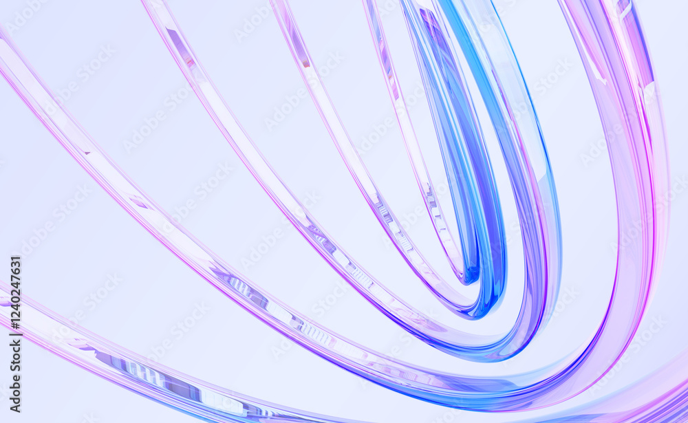 Aufkleber abstract 3d background wallpaper with liquid glass holographic transparent curve wave ribbon lines r