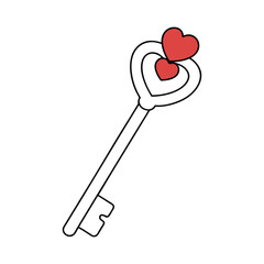 Key with a heart vector illustration.