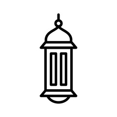 Elegant outline illustration of a Ramadhan festival lantern, representing Islam, spirituality, and Eid traditions.