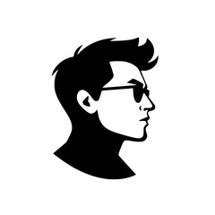 Stylish Man Profile: A Monochromatic Portrait.  Cool and trendy design, perfect for fashion, graphic design, and minimalist art projects.