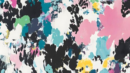 Abstract Floral Painting Colorful Brushstrokes Art