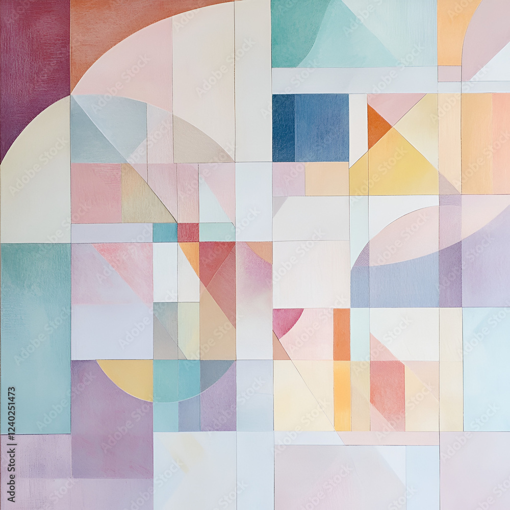 Poster abstract geometric composition: a modern, minimalist composition featuring an array of intersecting 