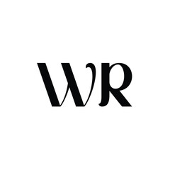 WR monogram logo design letter text name symbol monochrome logotype alphabet character simple logo