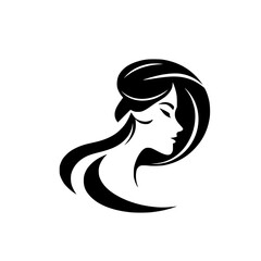 Elegant Woman Profile: Black and White Hair Silhouette.  A minimalist and stylish graphic design, perfect for beauty, fashion, or profile icons.