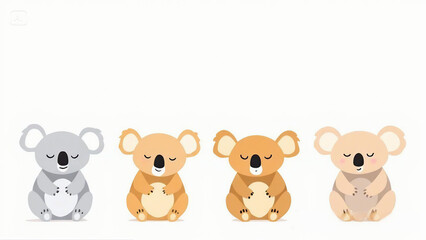 Obraz premium Row of Minimalist Cartoon Koalas