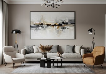 Modern Living Room Interior Design Featuring Abstract Art