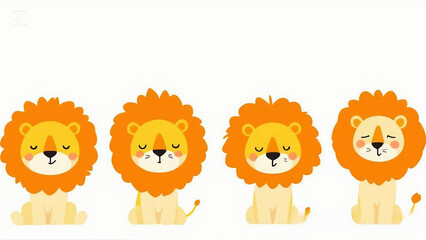 Obraz premium Row of Minimalist Cartoon Lions