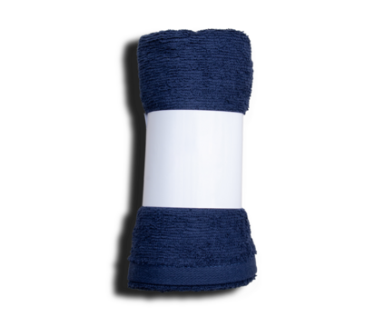 Blue travel towel on transparent background, png file