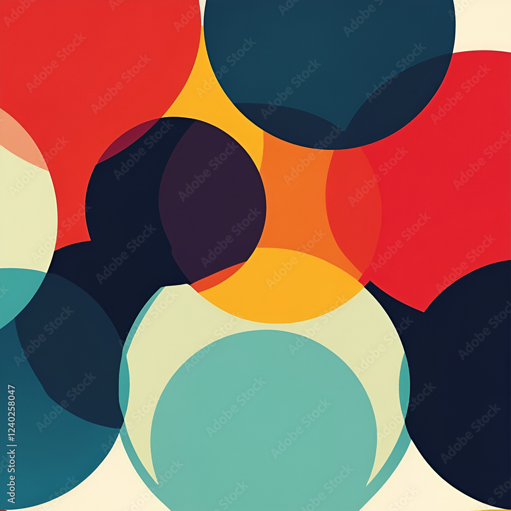 Poster colorful circles: a vibrant composition of overlapping translucent circles, creating an abstract and