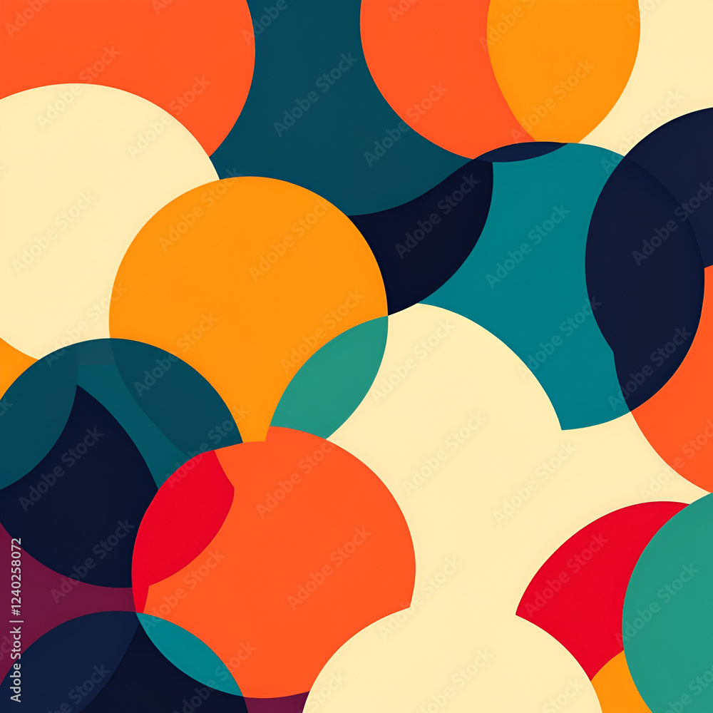Poster abstract circles: a captivating visual arrangement of overlapping circles in a variety of vibrant, b