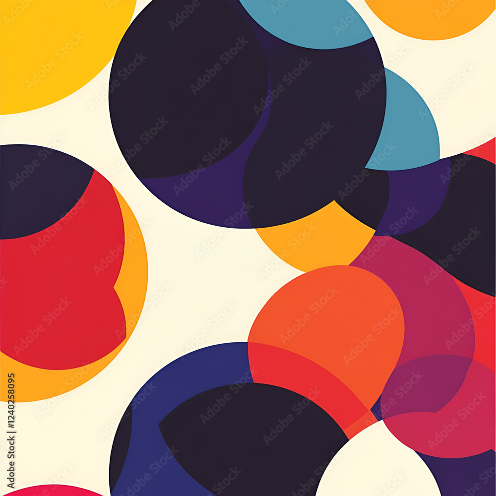 Poster Colorful Circle Abstract: An eye-catching abstract pattern composed of overlapping circles in a vibrant spectrum of colors. Perfect for adding a touch of modern design to any project.