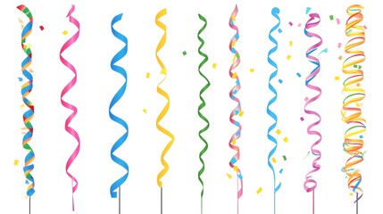 Colorful Party Streamers with Confetti Celebration Design
