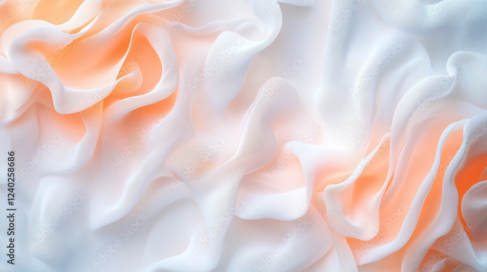 Poster delicate translucent peach roses pattern with soft layers and gentle curves for elegant designs