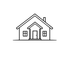 Simple House Line Drawing: Minimalist Home Design Sketch - Real Estate, Architecture, and Residential Property Illustration