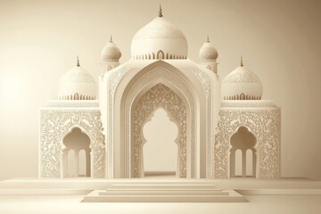 Fototapeta premium Elegant Islamic Mosque Architecture: Intricate Design and Serene Atmosphere