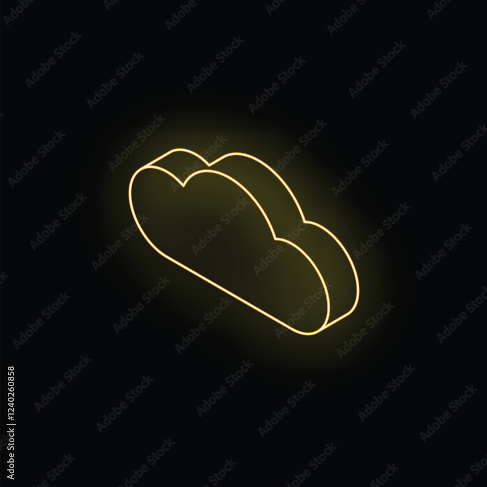 Aufkleber neon cloud computing icon glowing on dark background representing online storage and network service