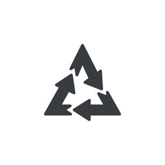 Three arrows triangle vector icon