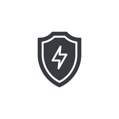 A shield with a lightning bolt vector icon