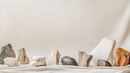 Neutral Tones Rock Collection Minimalist Aesthetic Still Life Photography