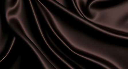 Fototapeta premium Black dark chocolate brown background. Silk satin fabric. Luxury elegant beauty premium rich. Shiny glitter shimmer silky. Drapery fold crease. Christmas birthday Valentine romance festival