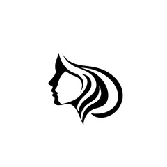 Elegant Woman Profile: Abstract Hair and Face Design.  A stylish, modern, and minimal vector illustration, perfect for beauty, fashion, or logo design.
