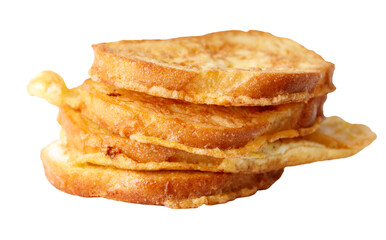 A stack of fried bread with a white background