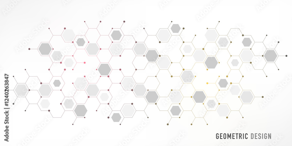 Poster Graphic design element with abstract geometric background of simple hexagon pattern