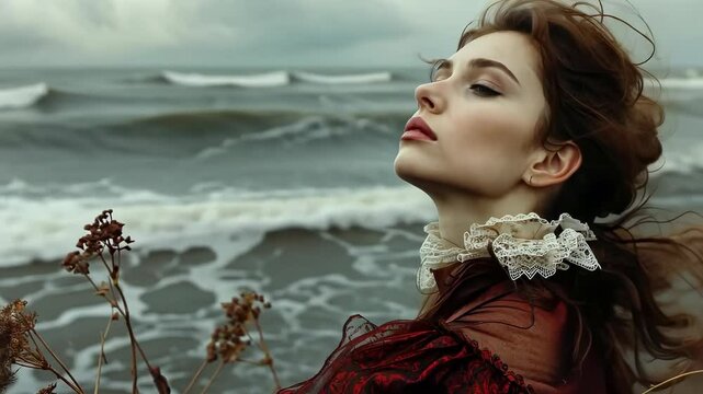 Fashion history: elegant baroque woman attire, intricate designs and aesthetic values of her era, reflecting social norms, artistic creativity within historical context of costume events.
