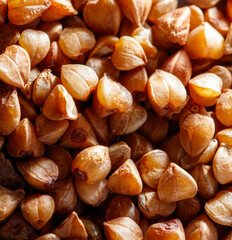 A close up of a pile of brown grains