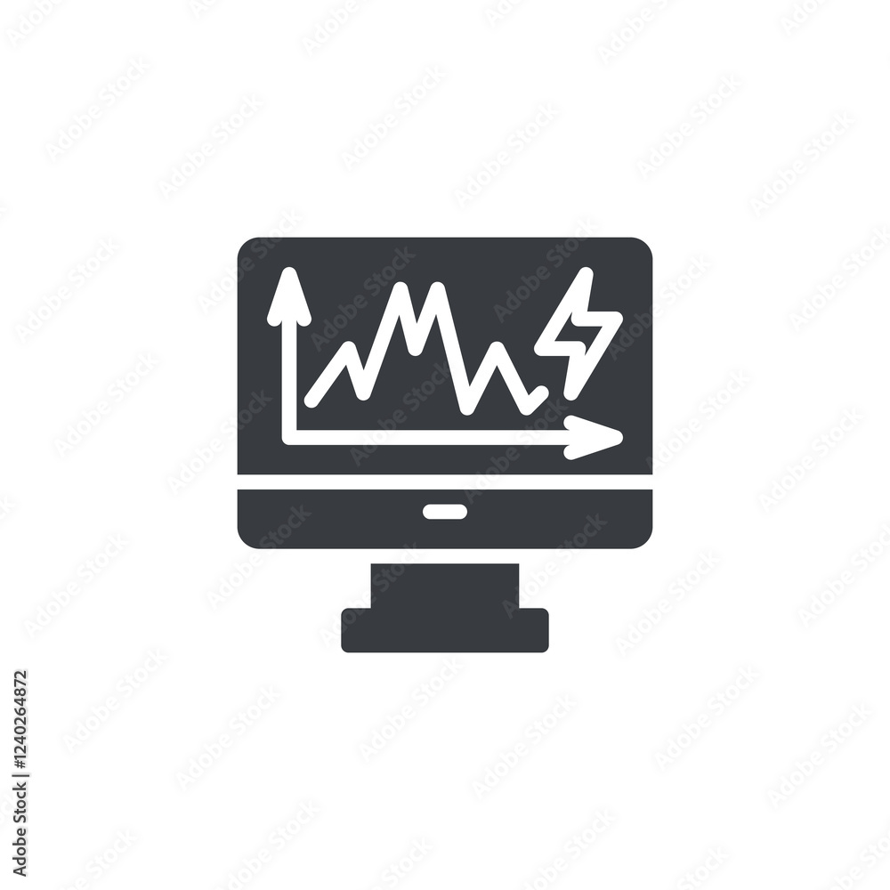 Poster a screen displaying energy stats vector icon