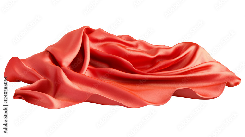 Poster a pile of coral-colored satin fabric is artfully draped creating soft folds and rich texture.