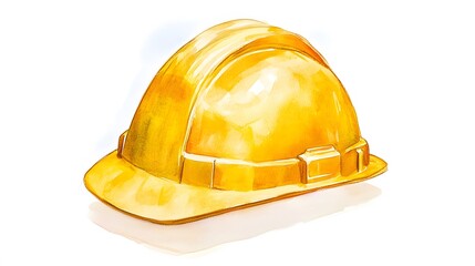 Fototapeta premium Watercolor Painting of a Yellow Hard Hat