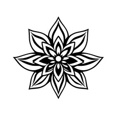 Black and White Floral Mandala: Geometric Pattern, Circular Design, Elegant and Stylish Nature Inspired Art
