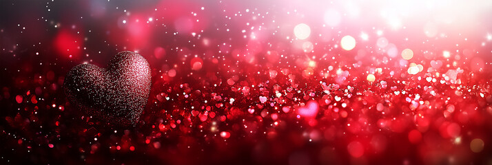 Fototapeta premium Valentine red bokeh background, with heart-shaped ornaments, with a soft and warm feel 