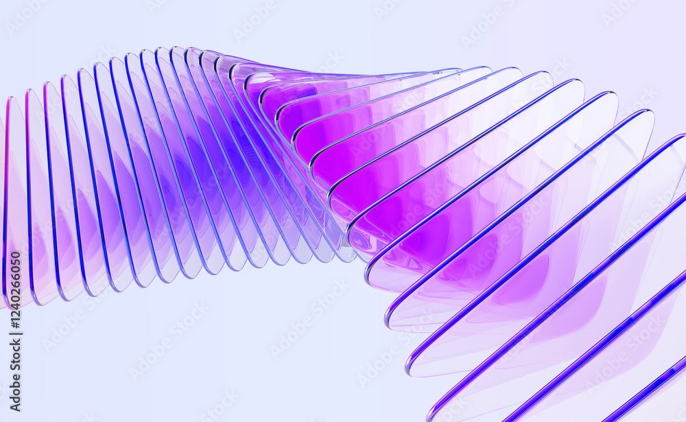 Poster abstract 3d background wallpaper with row of glass holographic transparent triangle plate shapes ren