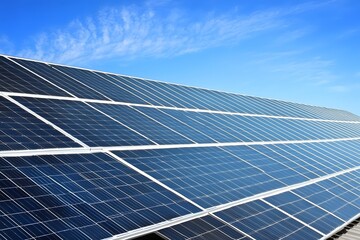 Vast Solar Panel Array Under Blue Sky Renewable Energy